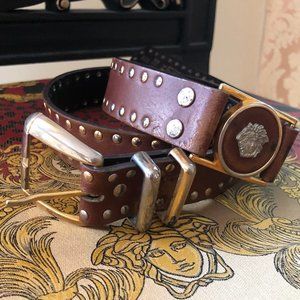 Rare Authentic 90's Versace Brown Studded Belt